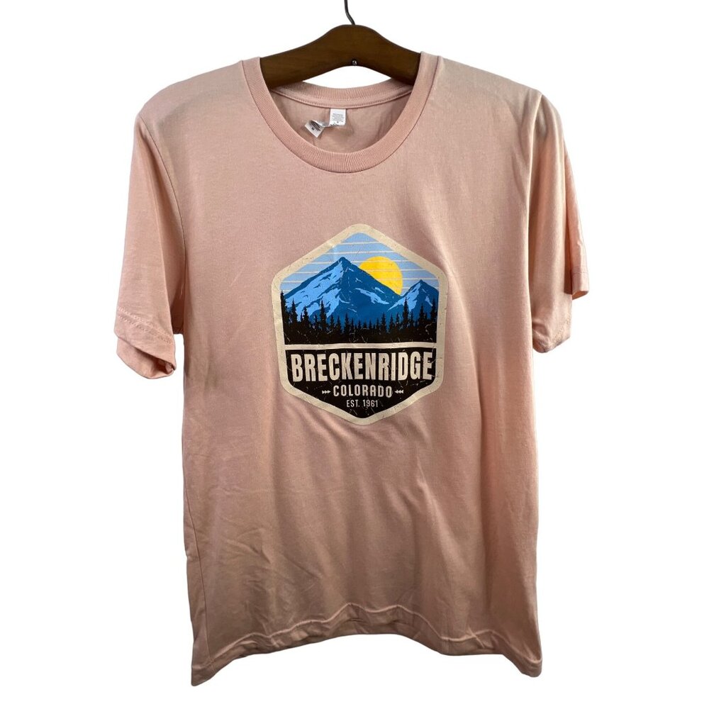 Breckenridge Colorado Short Sleeve TShirt Size Medium Crewneck Cotton Blend Peac